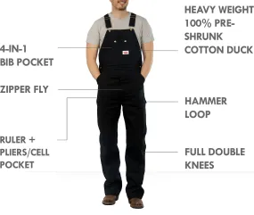  Heavy-Duty Denim Overalls With Tool Pockets