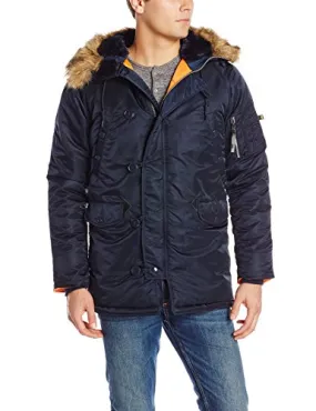 Alpha Industries Men's N-3B Slim-Fit Parka Jacket with Removable Faux-Fur Hood Trim, Replica Blue, XX-Large
