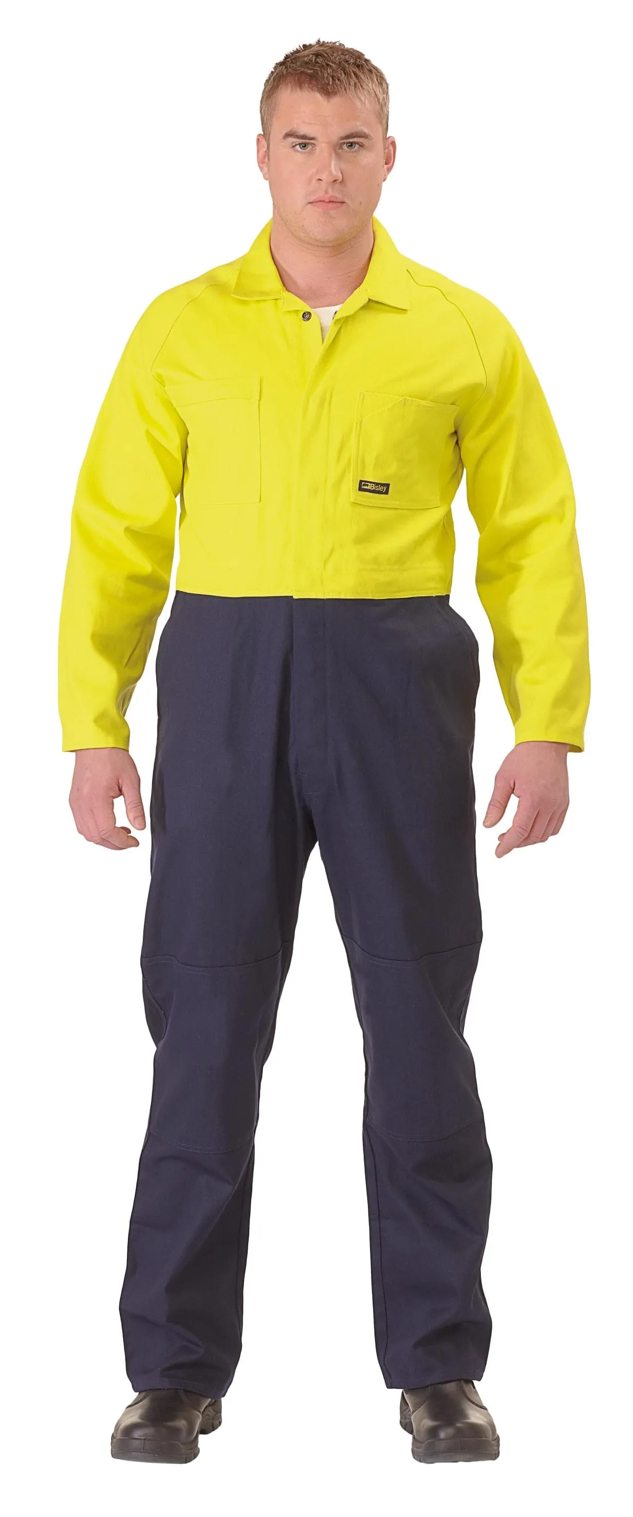 Bisley 2 Tone Hi Vis Coveralls Regular Weight - Yellow/Navy (BC6357)