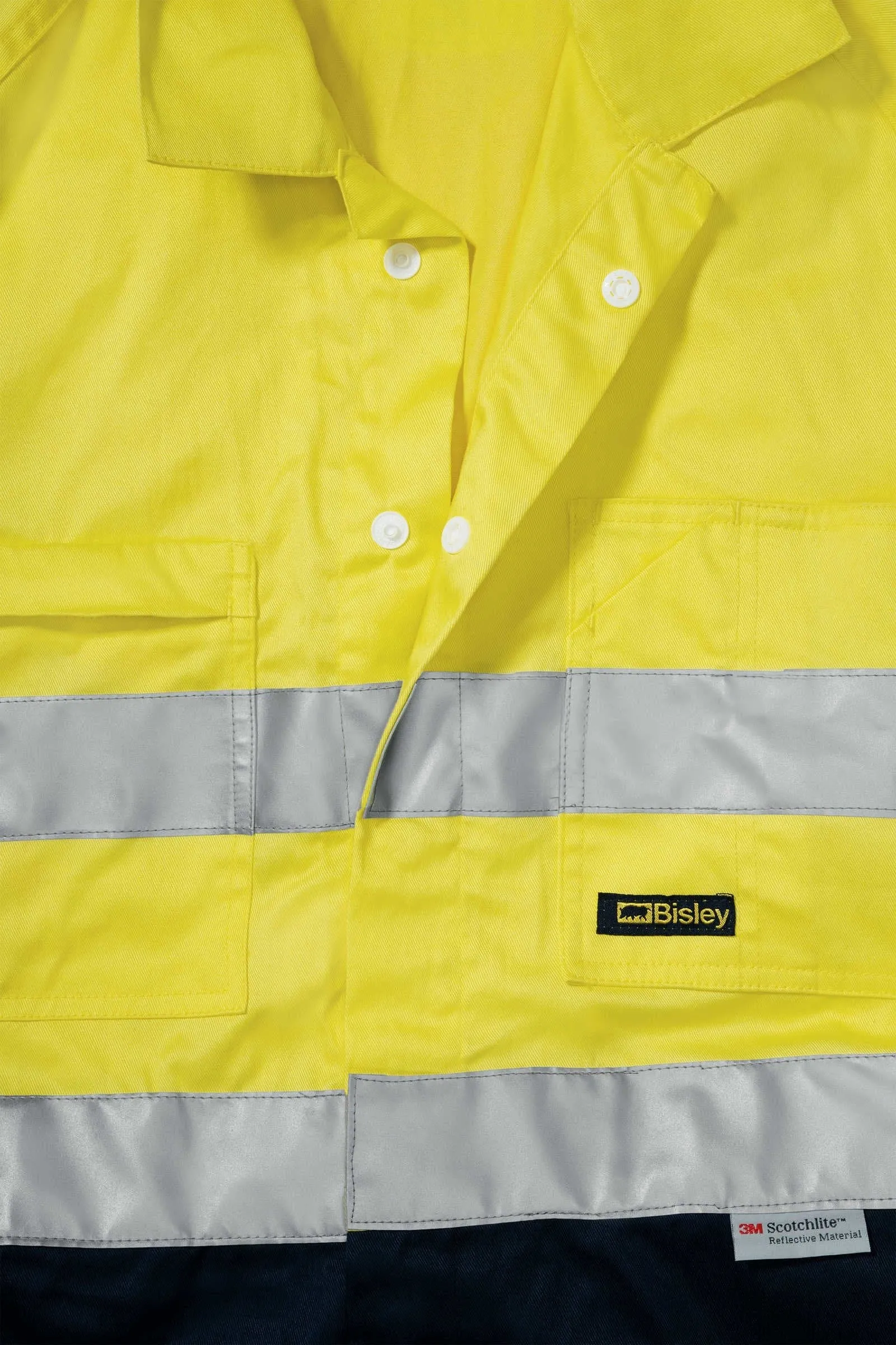 Bisley 2 Tone Hi Vis Lightweight Coveralls 3M Reflective Tape (BC6719TW)