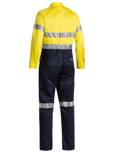 Bisley 2 Tone Hi Vis Lightweight Coveralls 3M Reflective Tape - Yellow/Navy (BC6719TW)