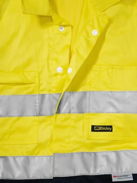 Bisley 2 Tone Hi Vis Lightweight Coveralls 3M Reflective Tape - Yellow/Navy (BC6719TW)