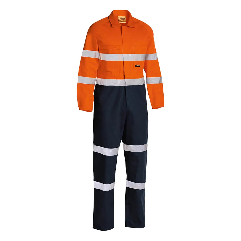 Bisley BC6357T Hi-Vis Taped Drill Coverall Orange/Navy