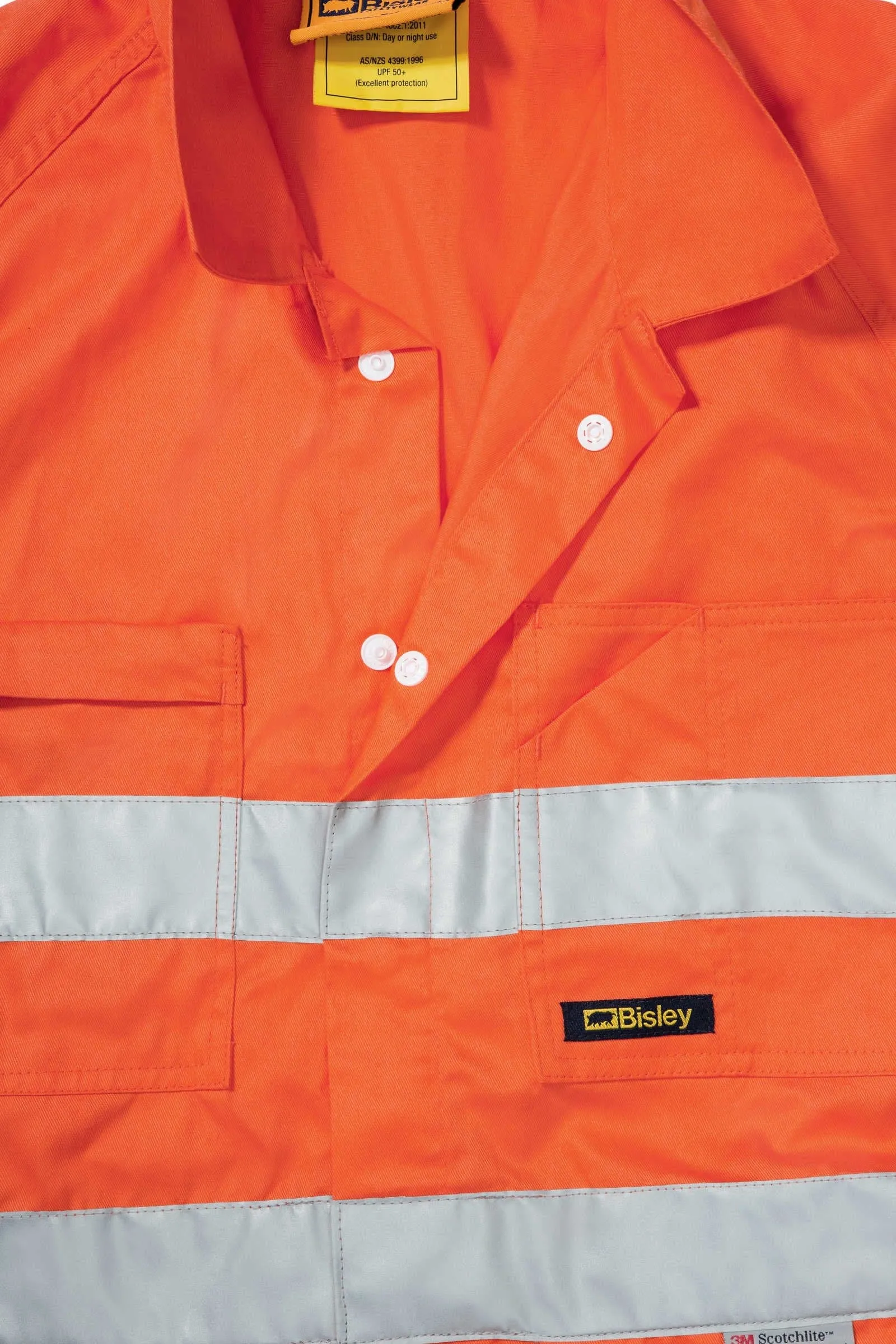 Bisley Hi Vis Lightweight Coveralls 3M Reflective Tap - Orange (BC6718TW)