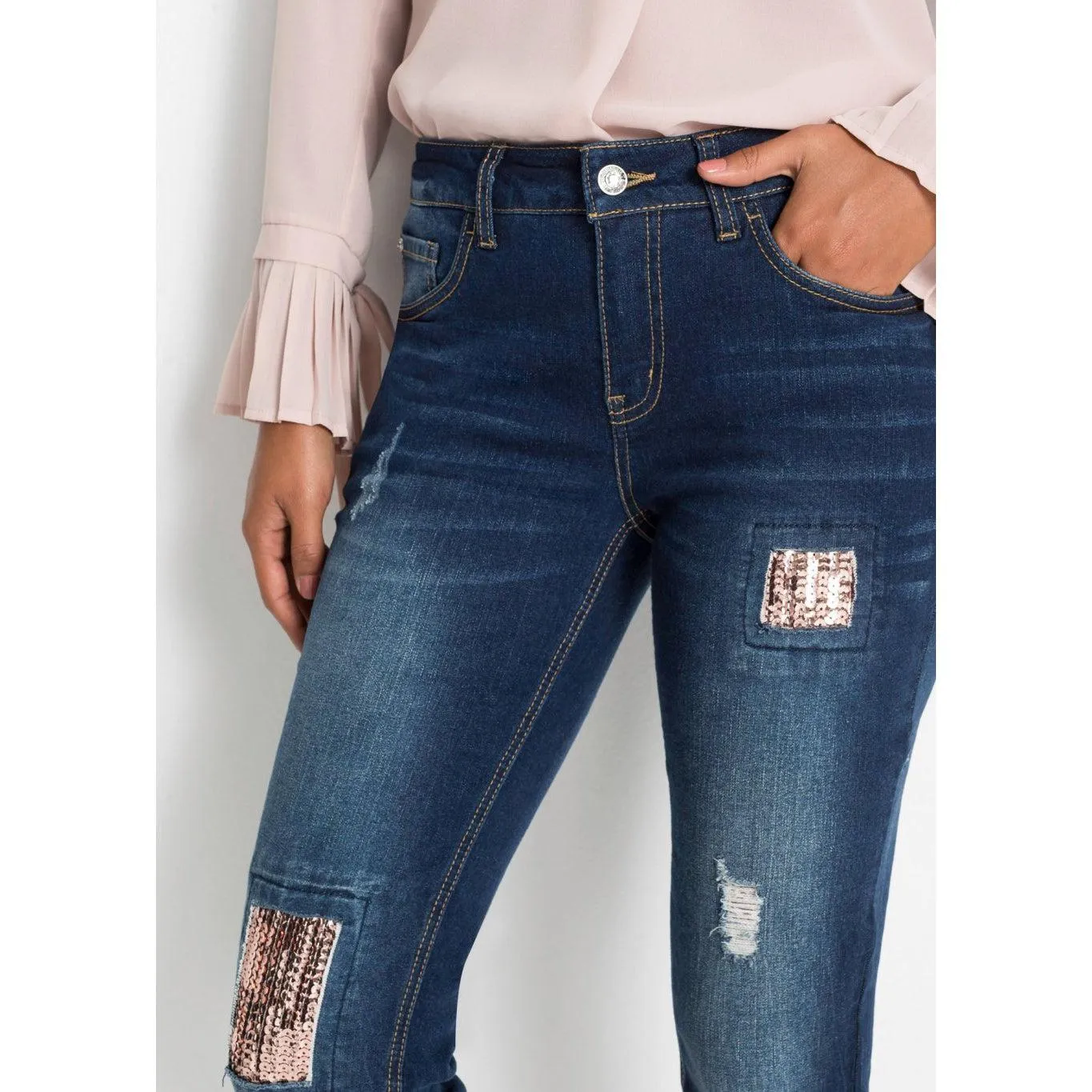 Bodyflirt Dark Blue Stone Skinny Jeans with Sequin Details