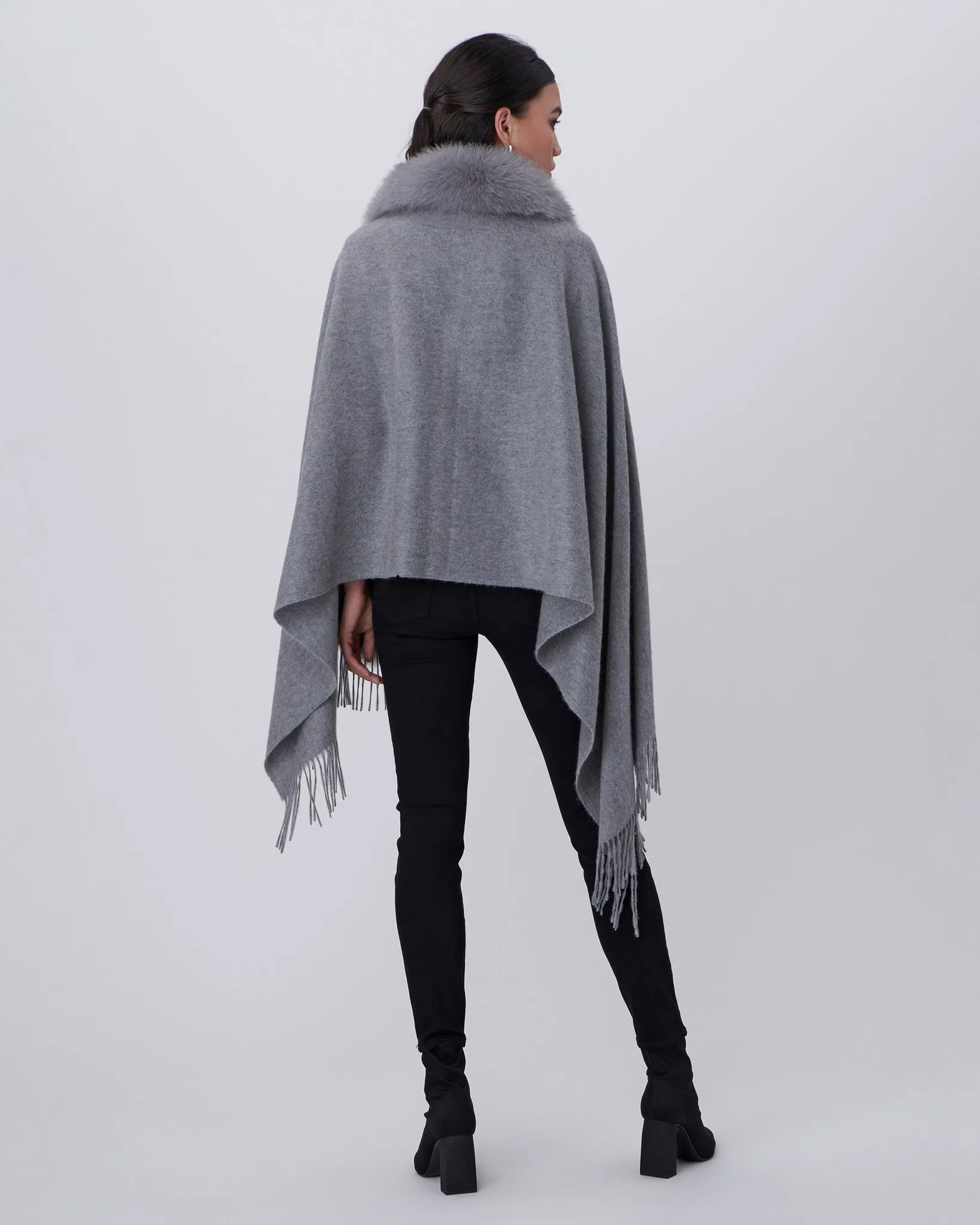 Cashmere Stole with Fox Trim