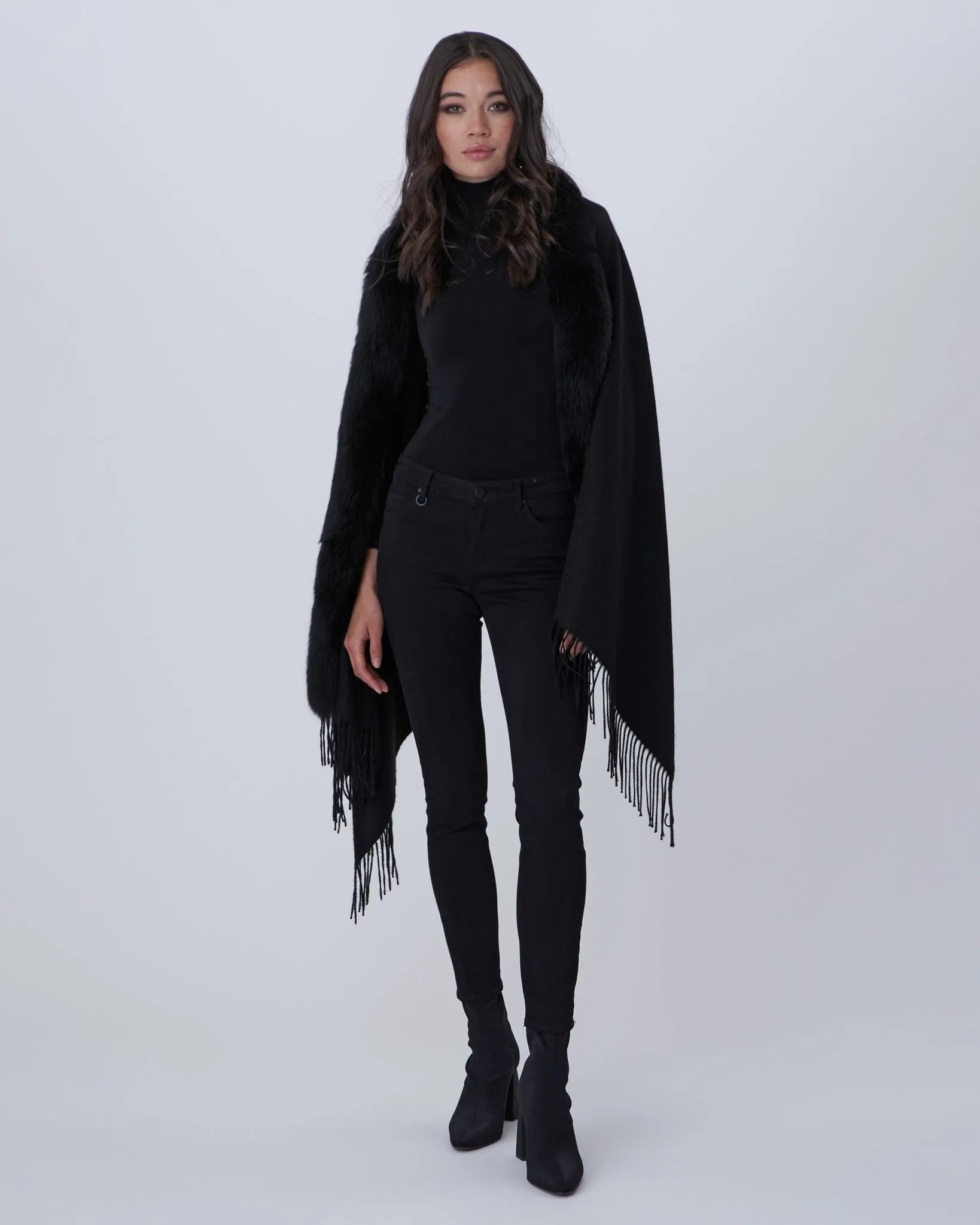 Cashmere Stole with Fox Trim