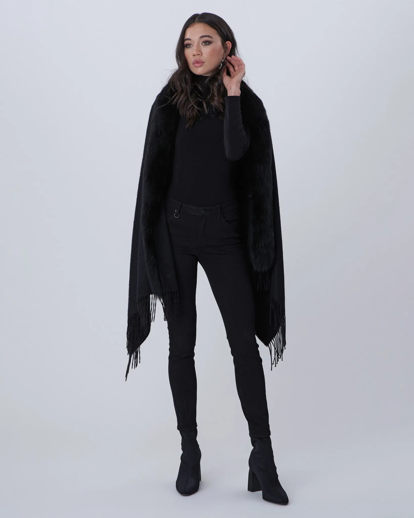 Cashmere Stole with Fox Trim