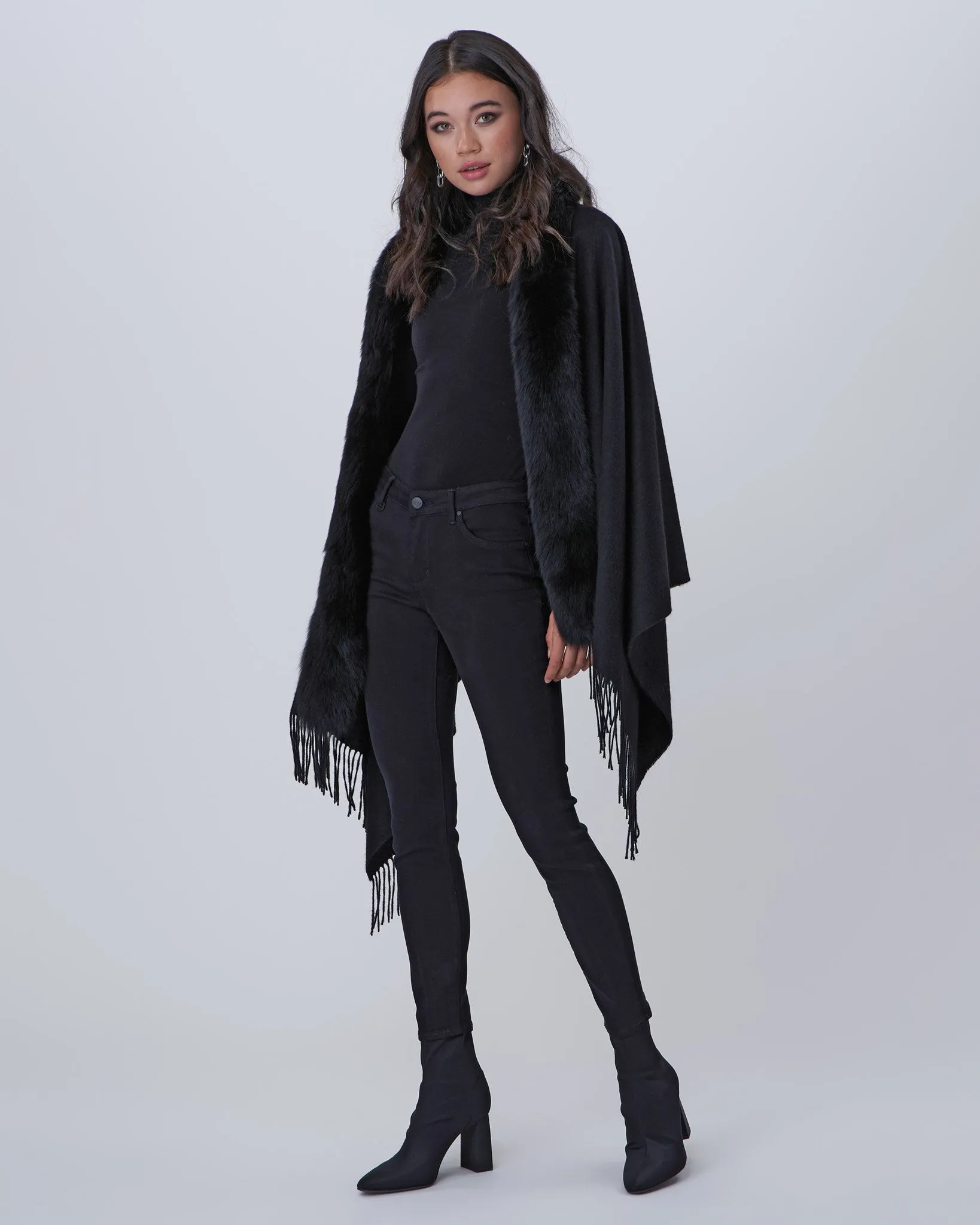 Cashmere Stole with Fox Trim