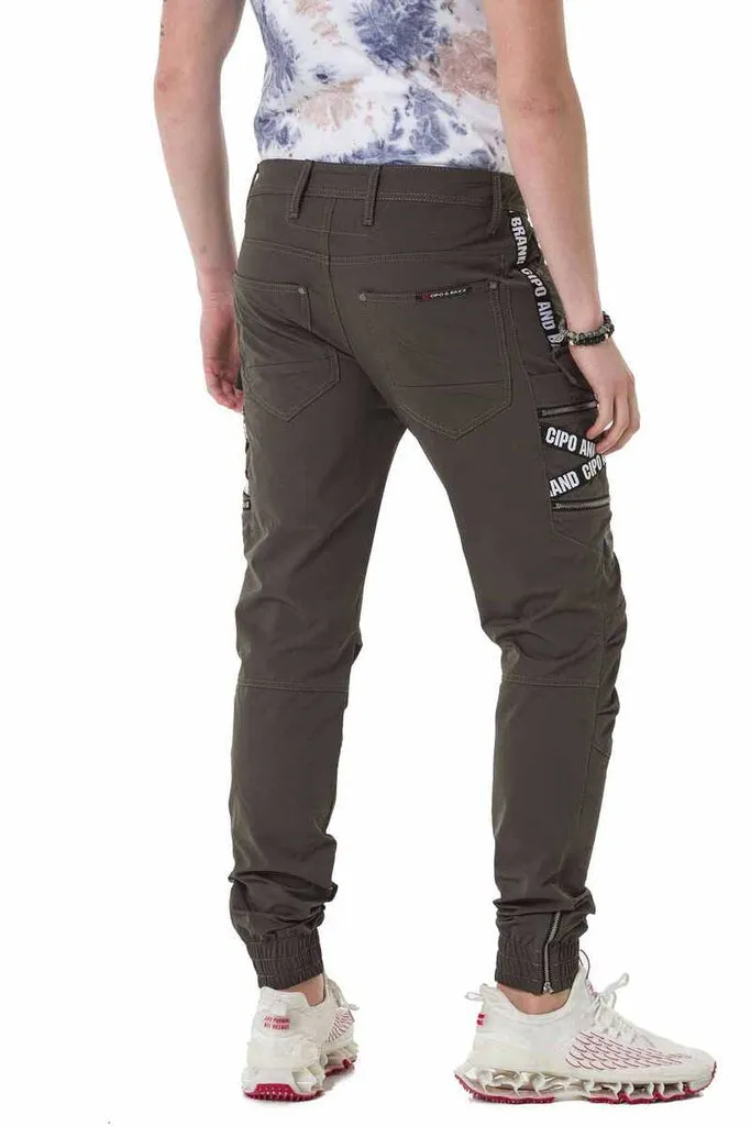 CD786 Brand Striped Cargo Pocket Men's Trousers