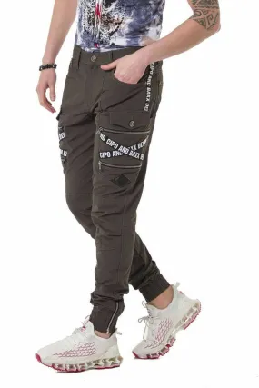 CD786 Brand Striped Cargo Pocket Men's Trousers