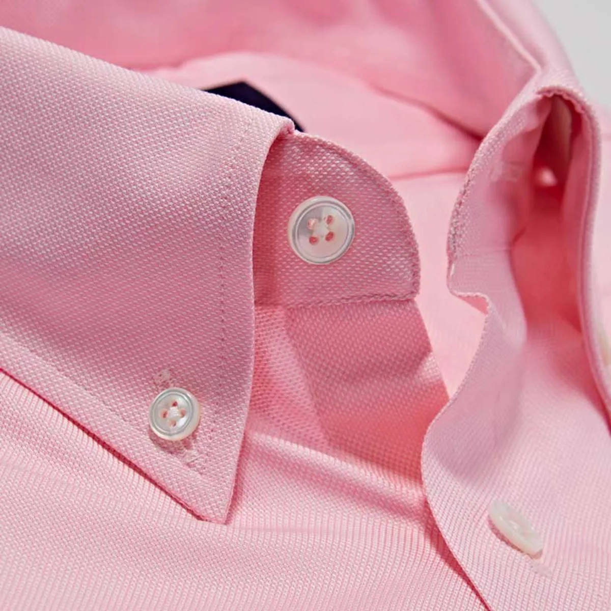 Classic Fit Plain Pink Oxford Cotton Shirt with Button Down Collar & Two Button Cuff