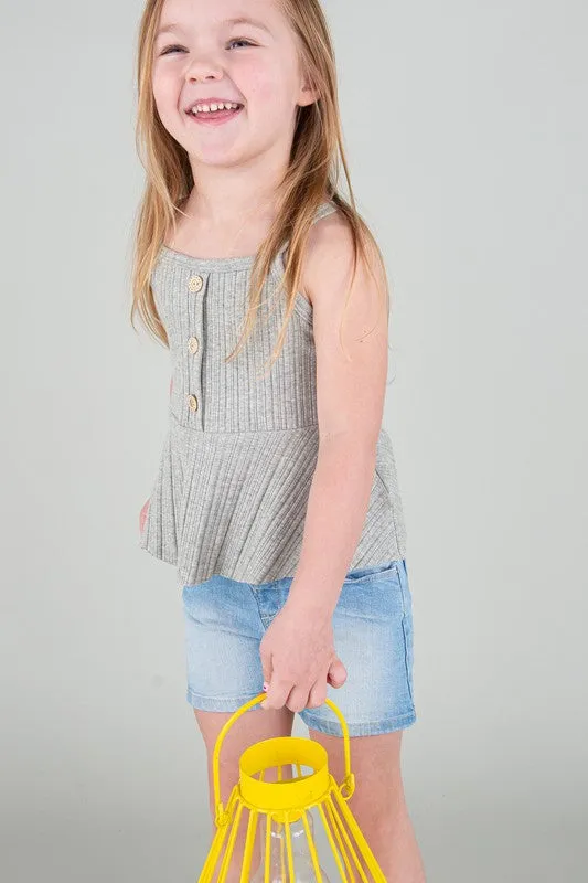 Cotton Ribbed Peplum Top