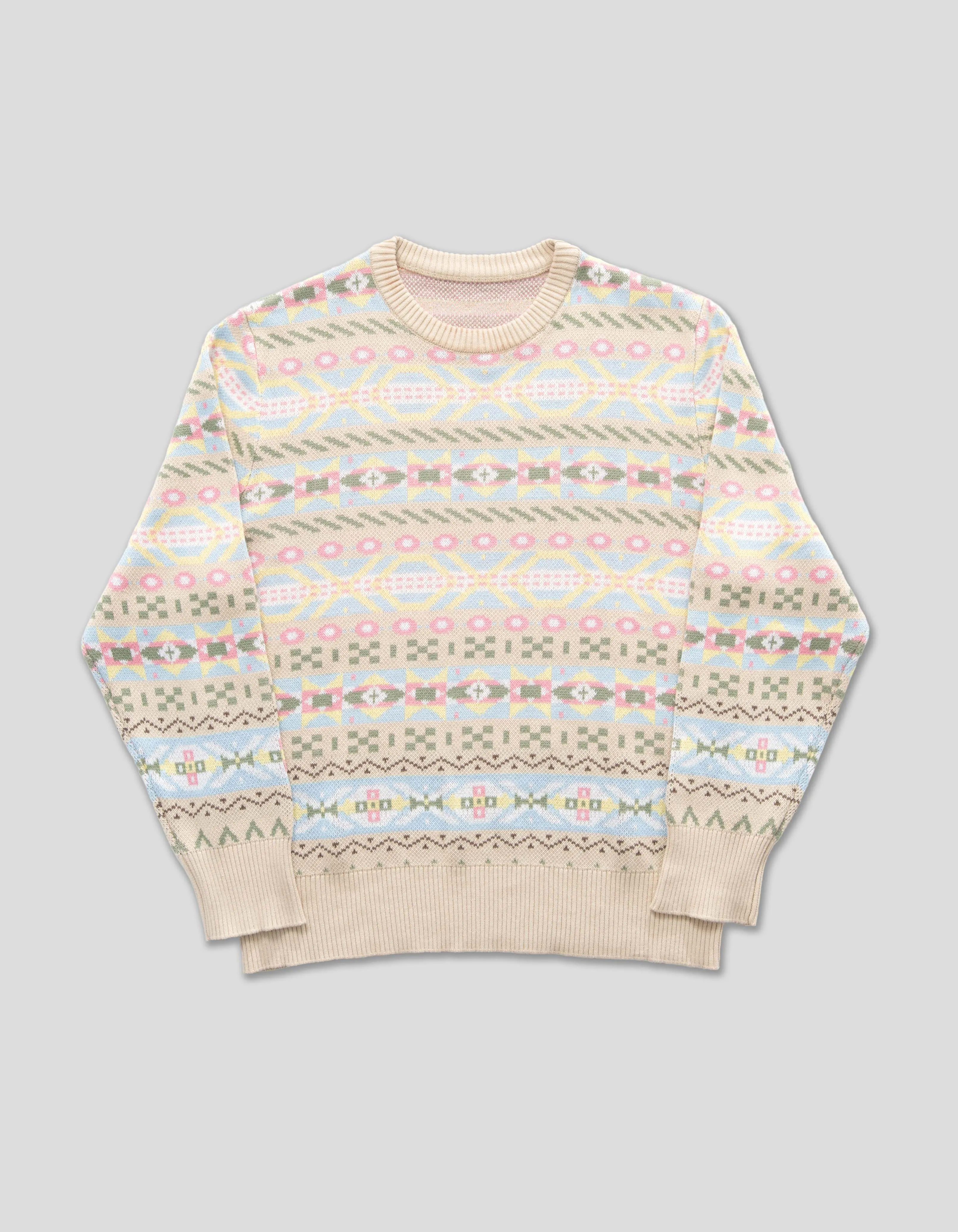 CREW NECK FAIRISLE COTTON LINEN SWEATER