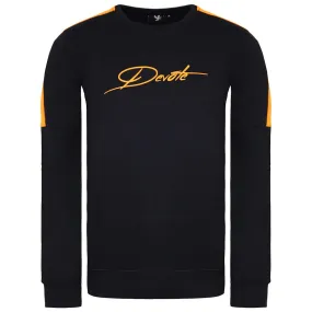 Devote London Baldwin Mens Black/Orange Sweater