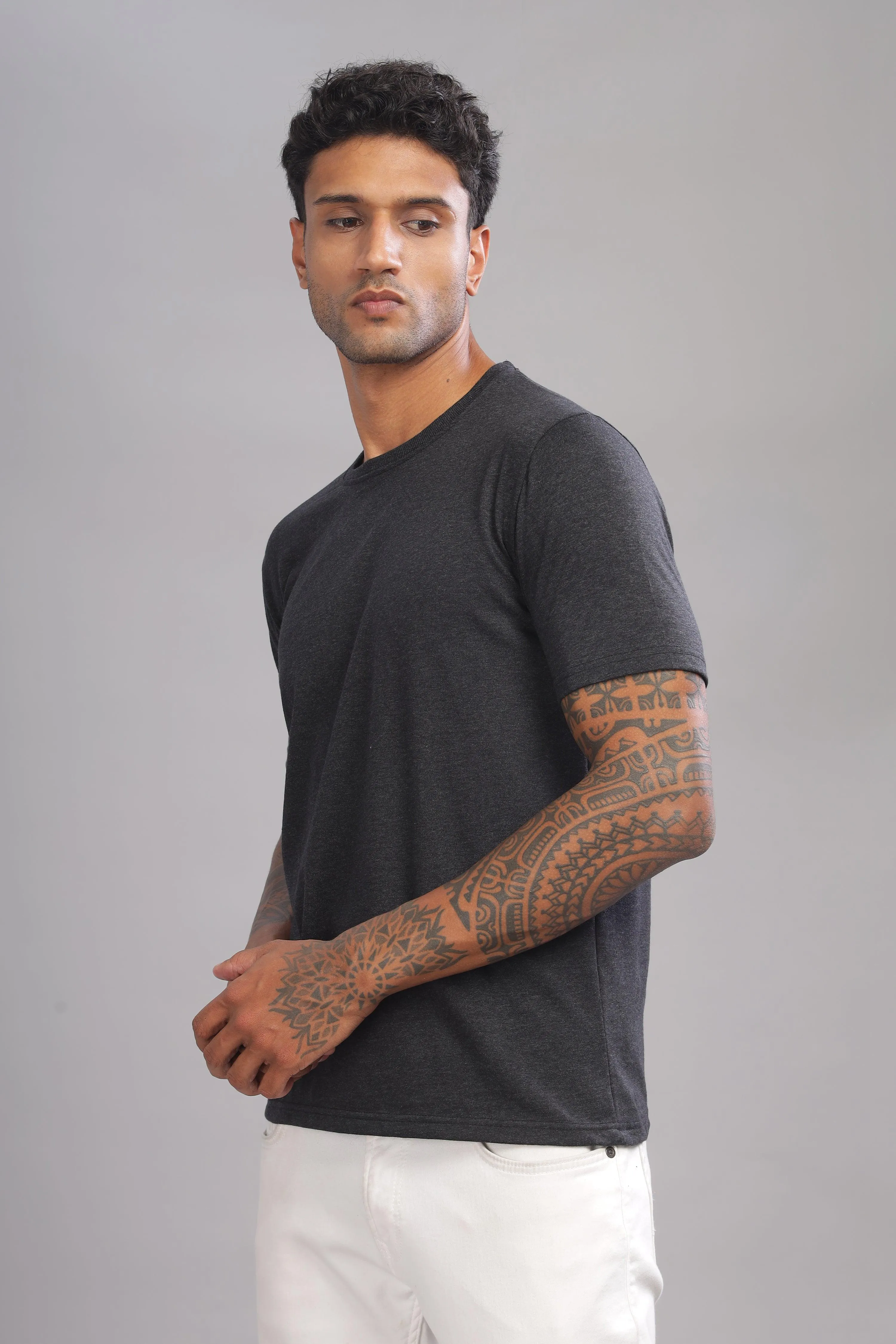 Ecolution Premium Eco-Blend Charcoal Crew Neck T-Shirt – Planet-Friendly Fashion