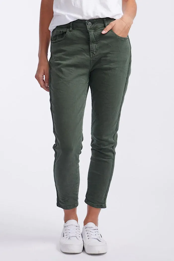 EMMA STRETCH JEANS - MILITARY KHAKI