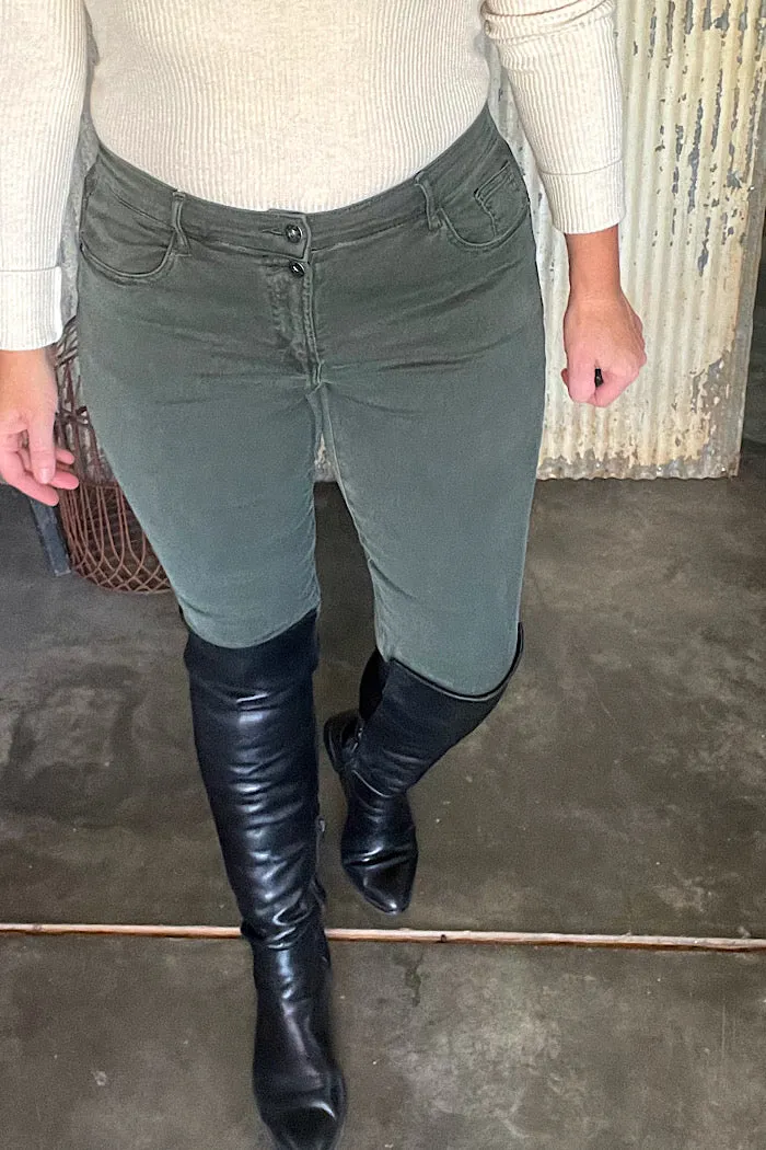 EMMA STRETCH JEANS - MILITARY KHAKI