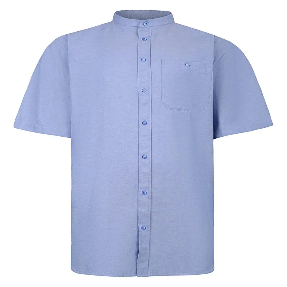Espionage Men's Short Sleeve Oxford Grandad Shirt SH416 in 3 Colours, 2XL-8XL