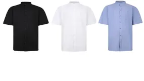 Espionage Men's Short Sleeve Oxford Grandad Shirt SH416 in 3 Colours, 2XL-8XL