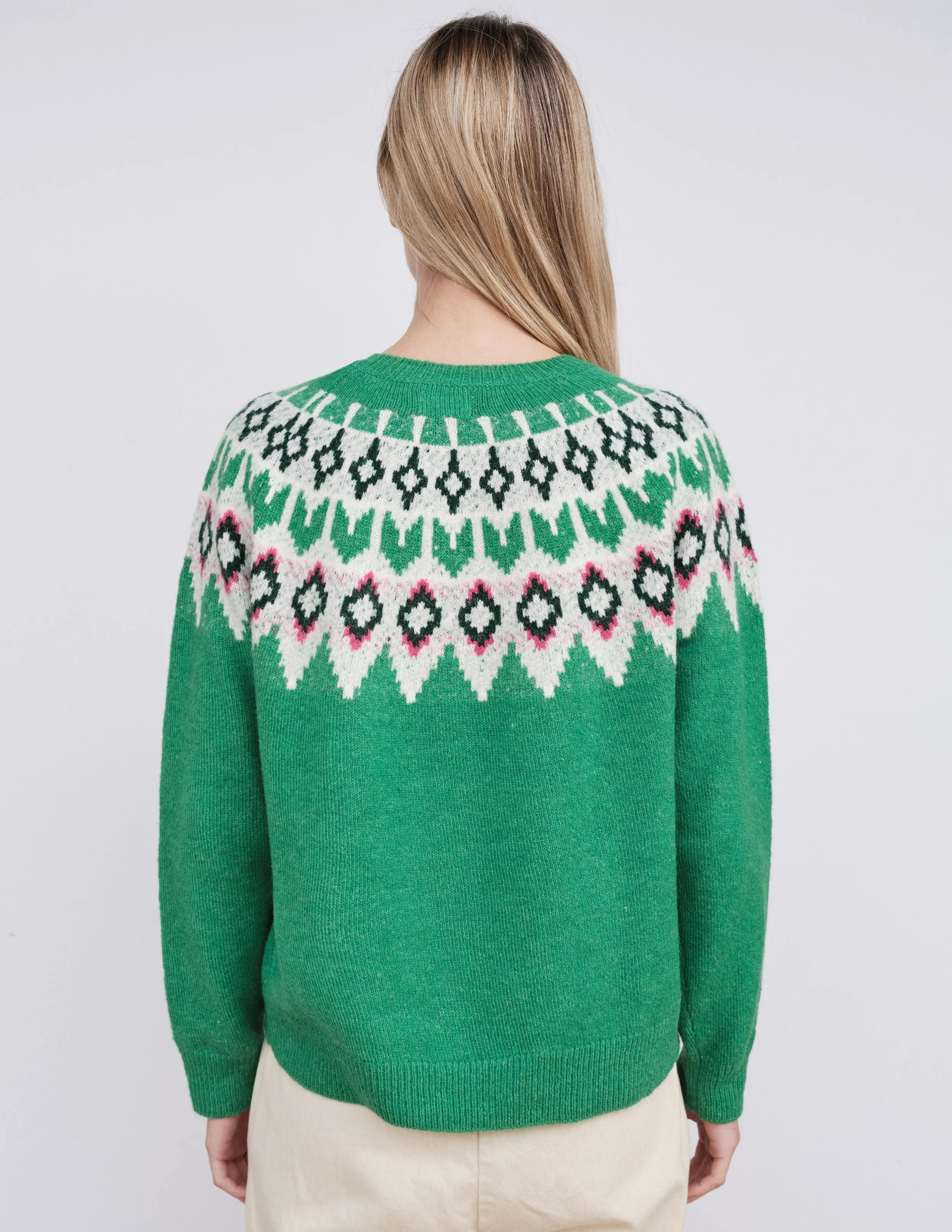 Fairisle Crew Sweater ~ Jade