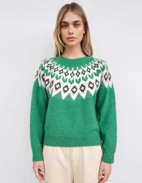 Fairisle Crew Sweater ~ Jade