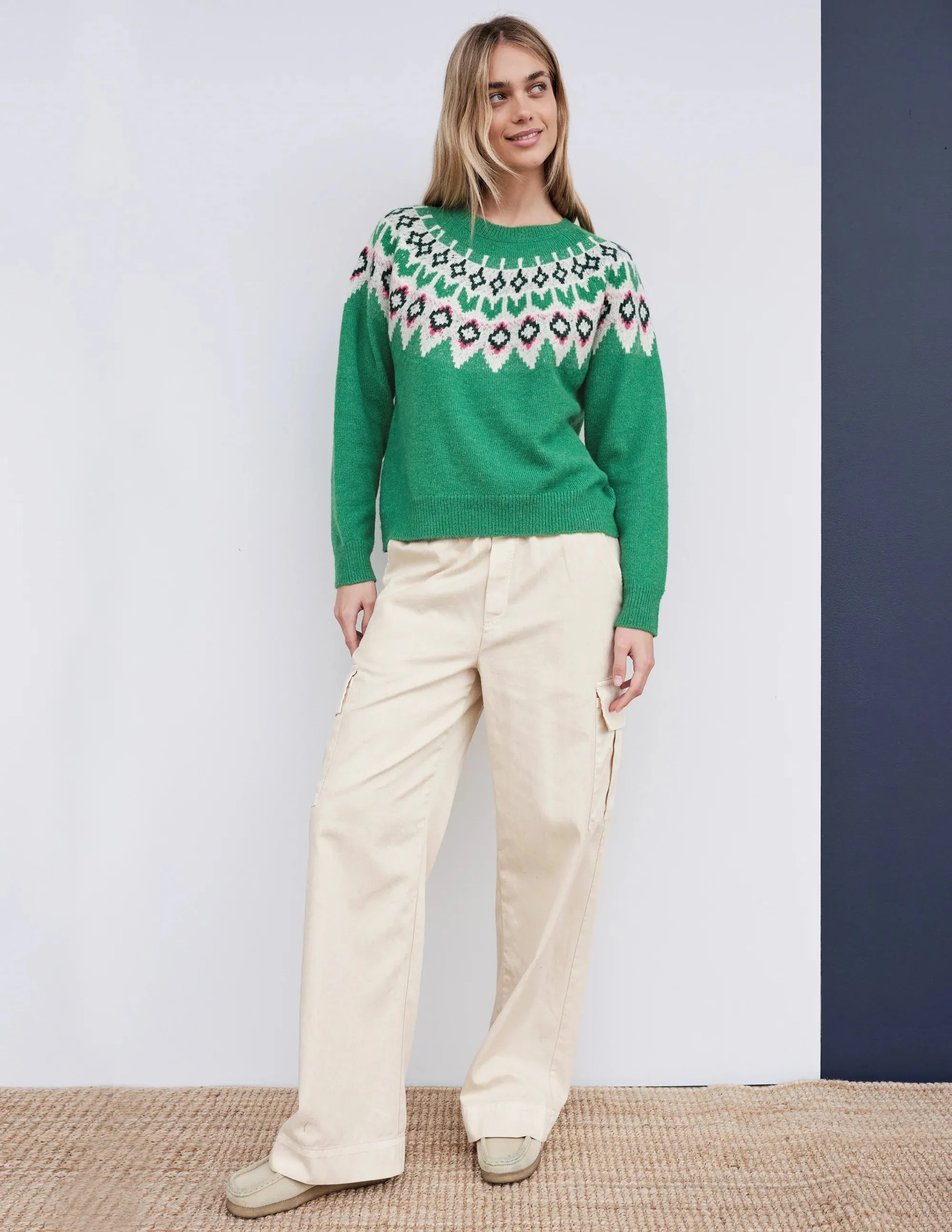 Fairisle Crew Sweater ~ Jade