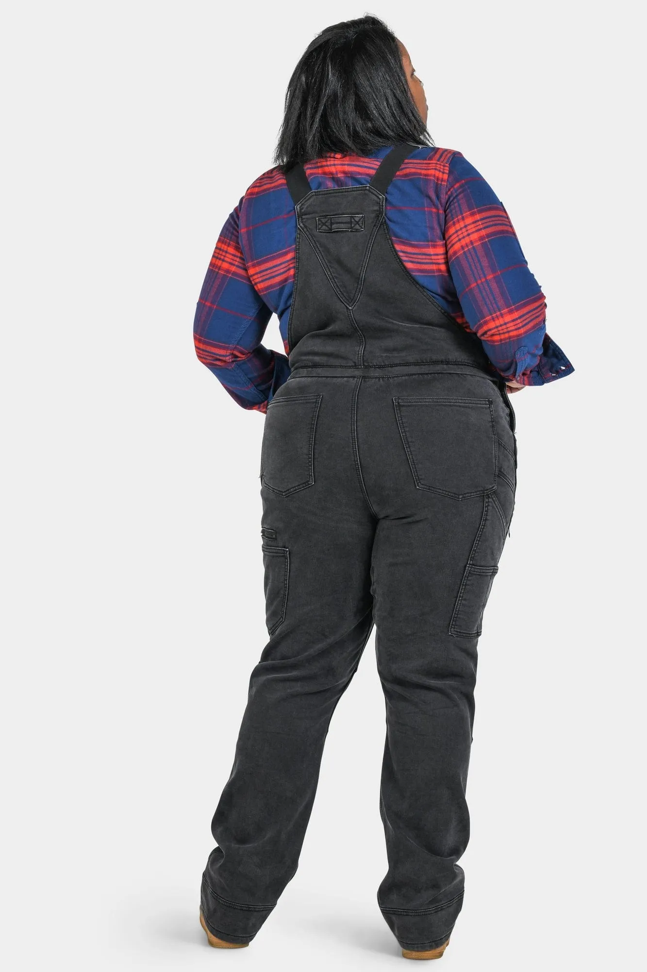 Freshley Drop Seat Overalls in Black Stretch Thermal Denim
