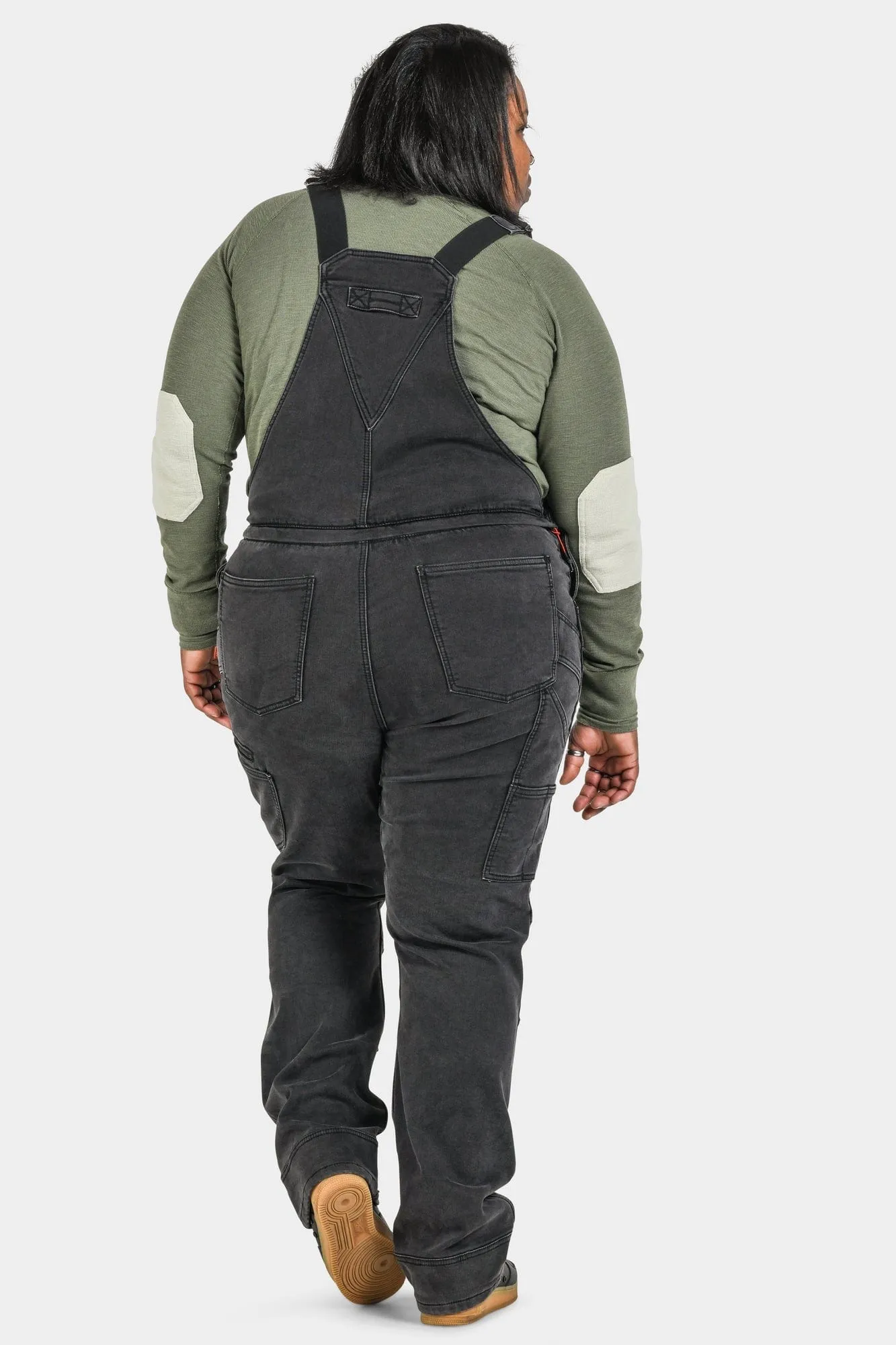 Freshley Drop Seat Overalls in Black Stretch Thermal Denim