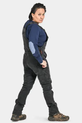 Freshley Drop Seat Overalls in Black Stretch Thermal Denim
