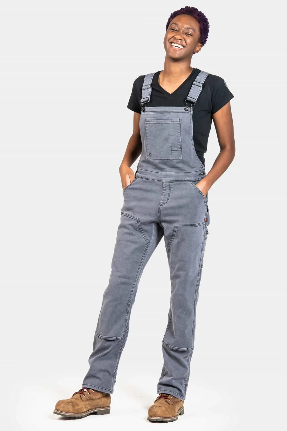 Freshley Overalls in Grey Stretch Thermal Denim