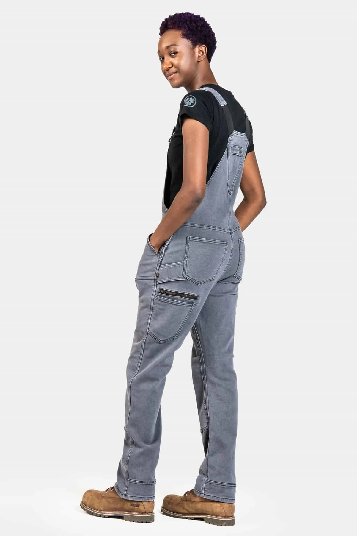Freshley Overalls in Grey Stretch Thermal Denim