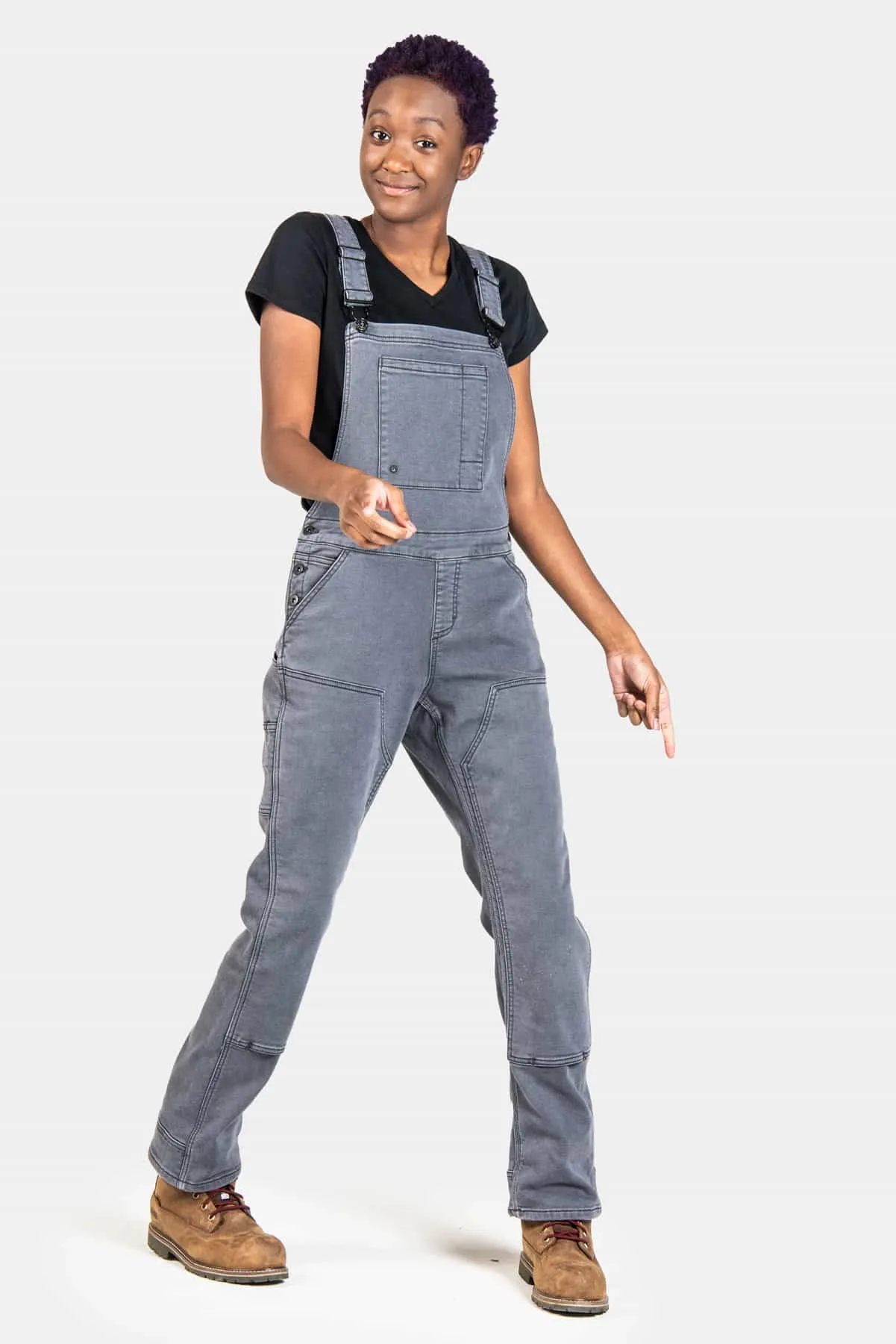 Freshley Overalls in Grey Stretch Thermal Denim