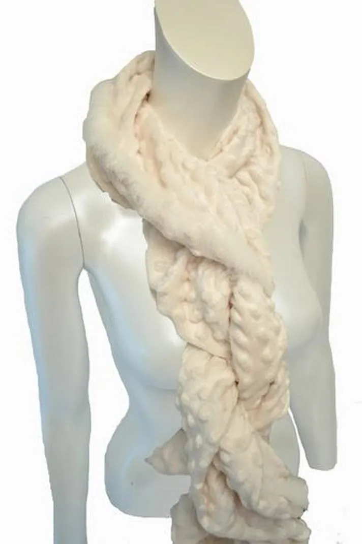 FUR - Faux Fur Scarf with Dot Pattern and Fluffy Tailed Trim