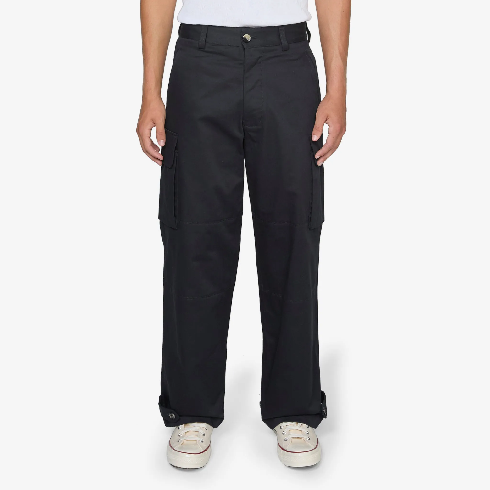 Gabardine Cargo Trousers Black