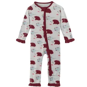 Girl's Print Bamboo Classic Ruffle Coverall with Zipper - Natural Art Class