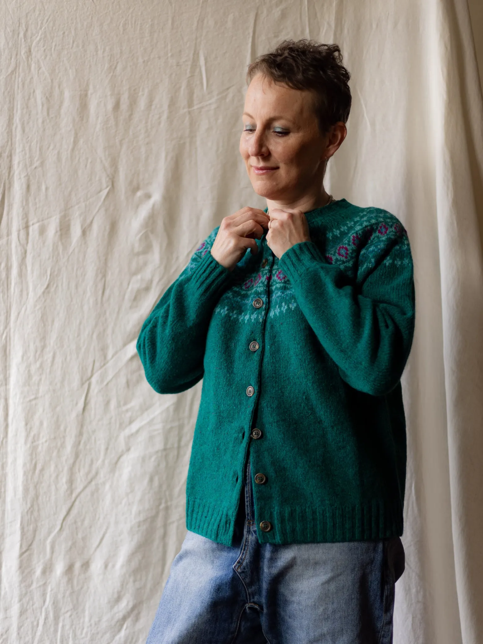 Harley of Scotland ~ Glenugie Nep Fairisle Cardi