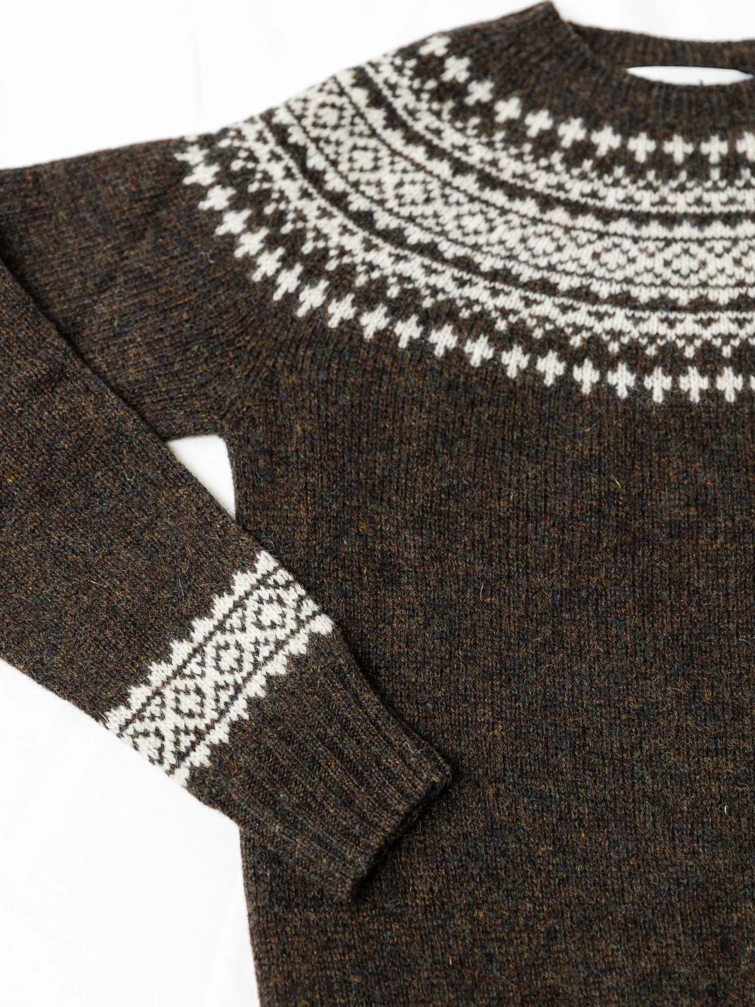 Harley of Scotland ~ Shetland Two-Tone Fairisle Crew
