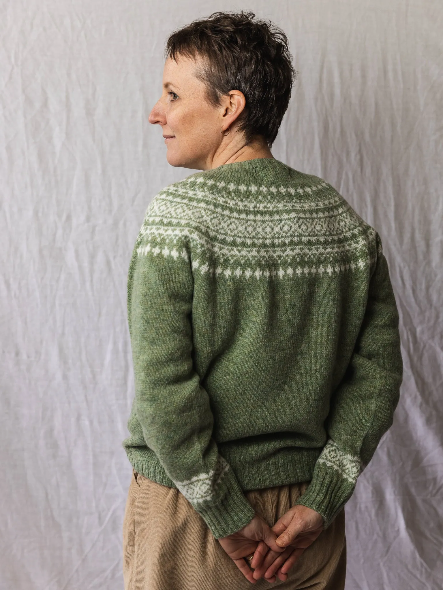 Harley of Scotland ~ Shetland Two-Tone Fairisle Crew