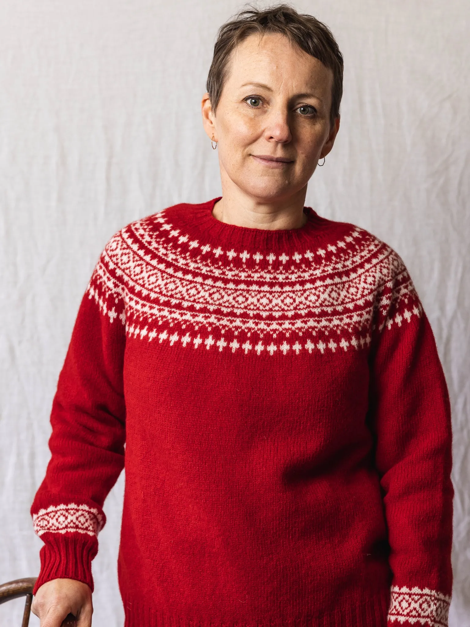 Harley of Scotland ~ Shetland Two-Tone Fairisle Crew