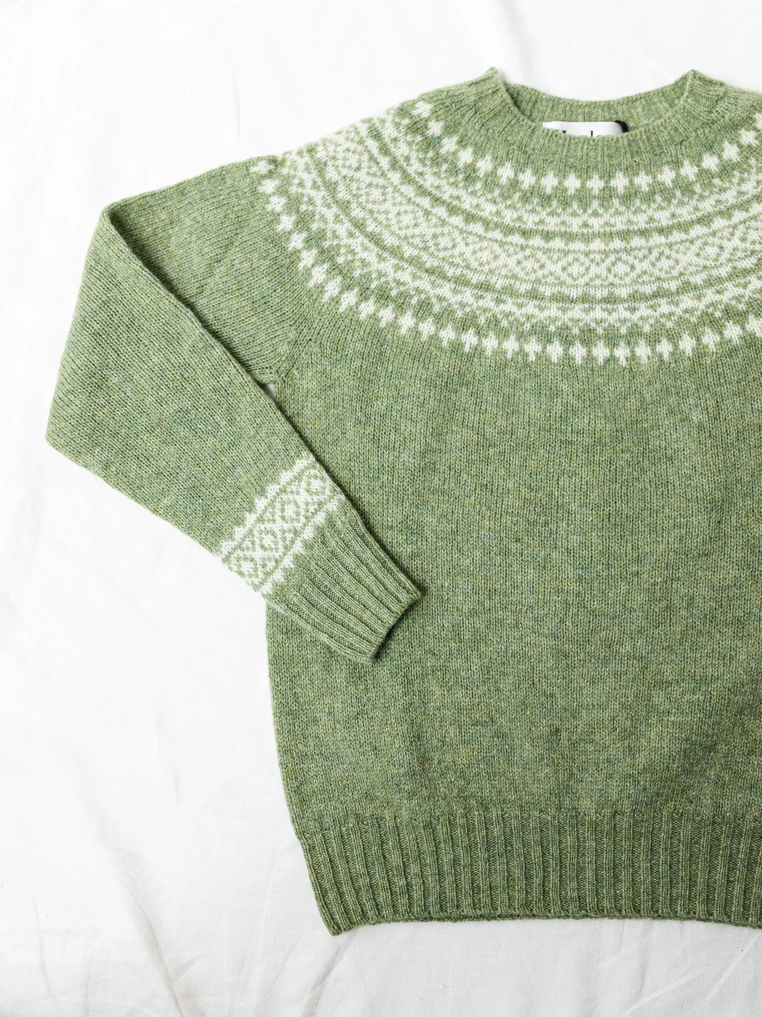 Harley of Scotland ~ Shetland Two-Tone Fairisle Crew