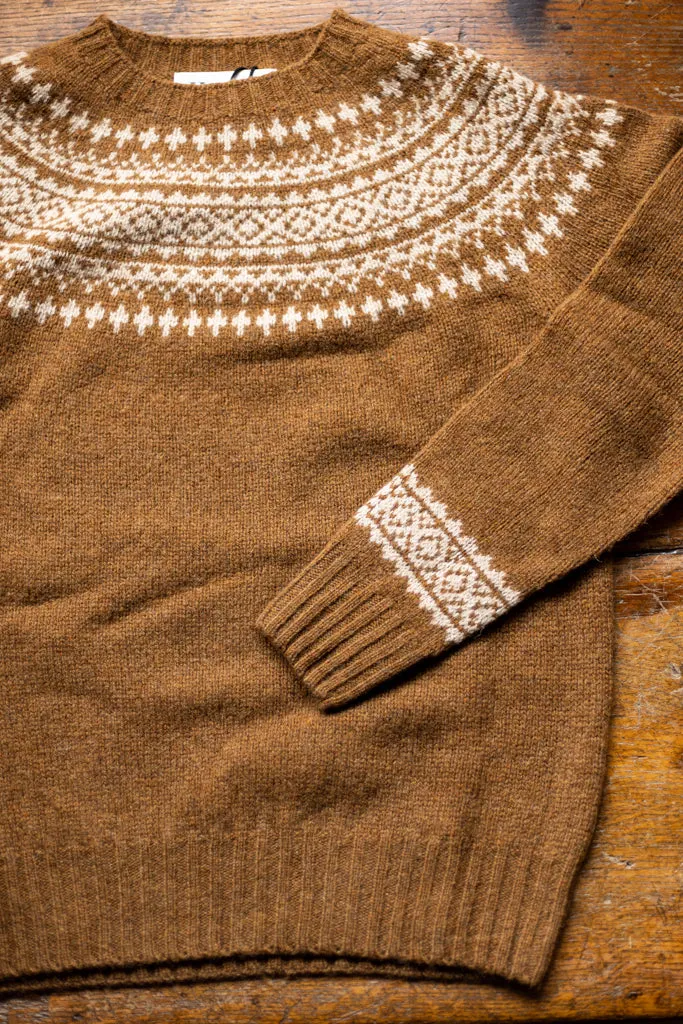 Harley of Scotland ~ Shetland Two-Tone Fairisle Crew