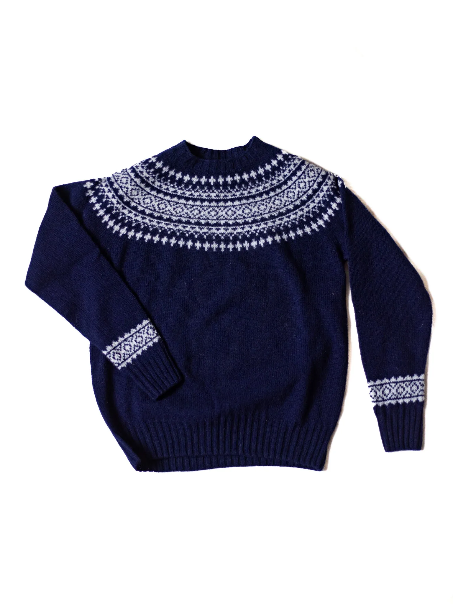Harley of Scotland ~ Shetland Two-Tone Fairisle Crew