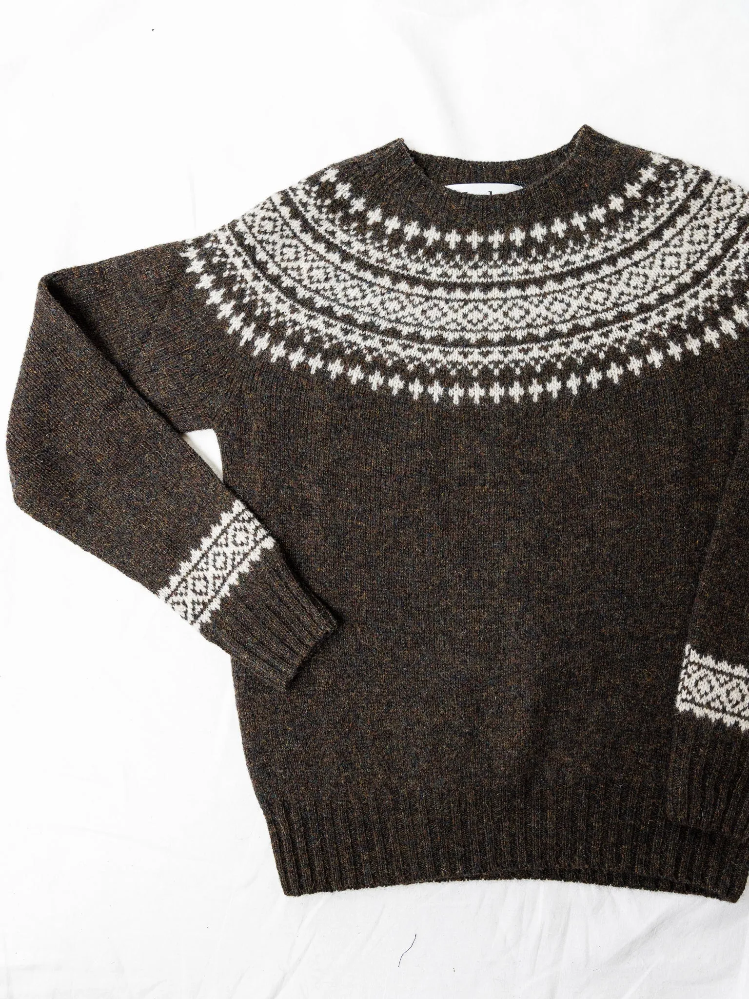 Harley of Scotland ~ Shetland Two-Tone Fairisle Crew