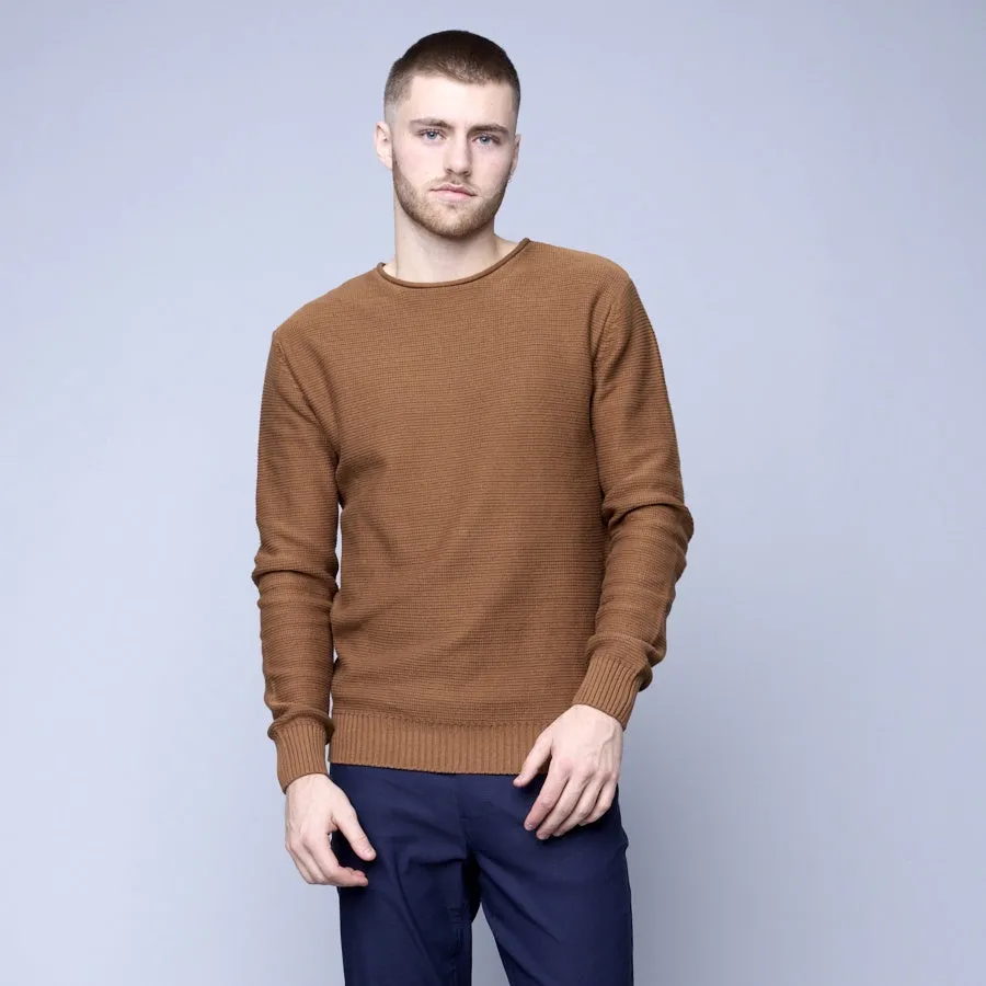 HEDGE MEN'S TEXTURED ROLL NECK SWEATER - RUBBER