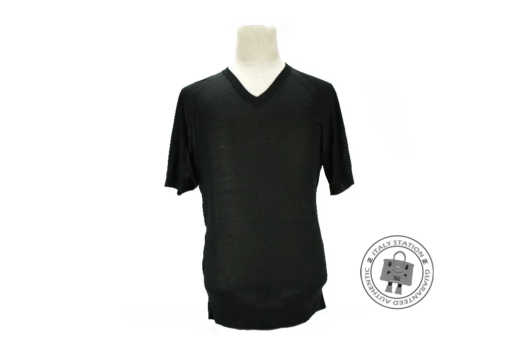 Hermes Pull Col V Maille Summer Black Cotton 38 Sweaters Bkhw