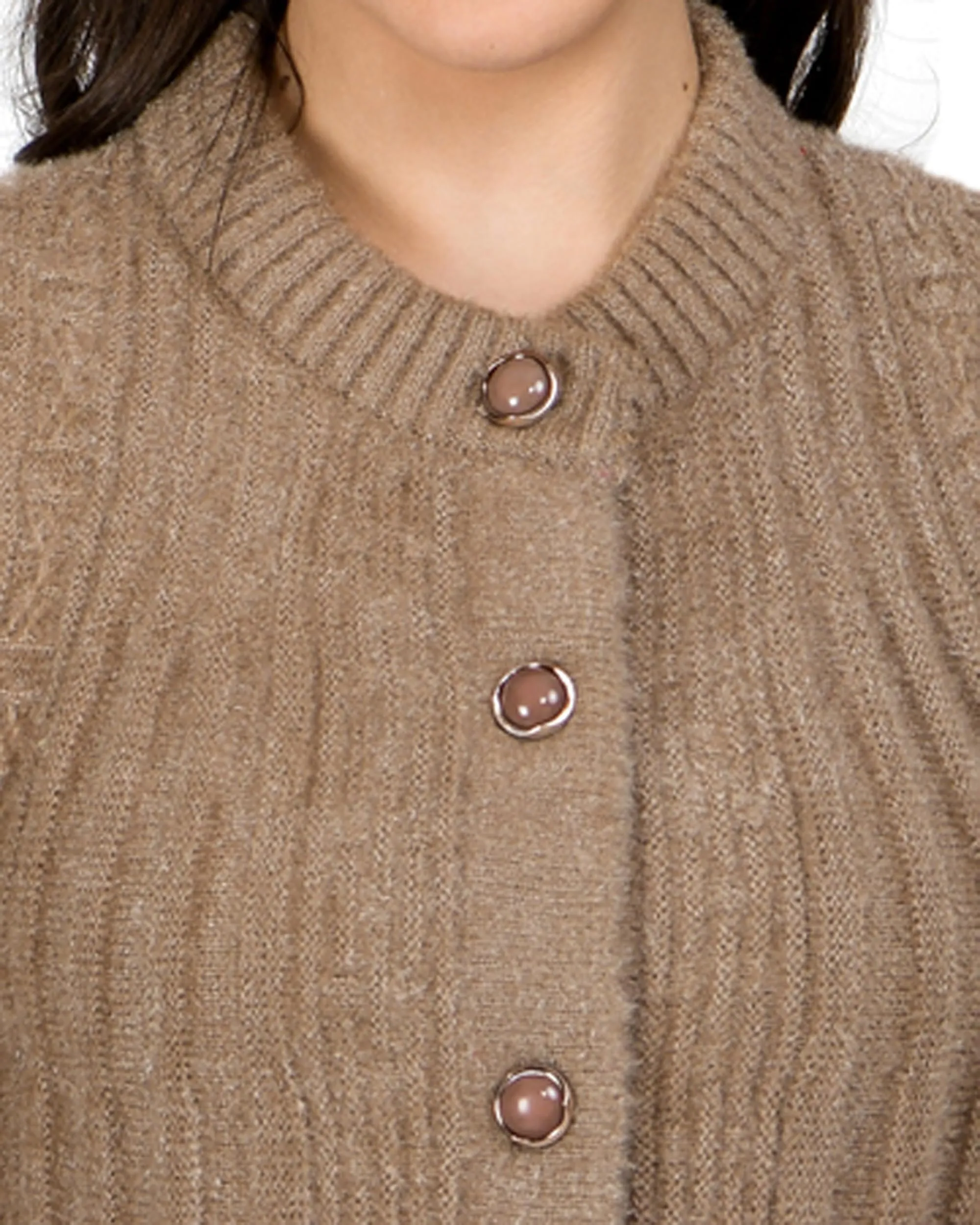 Jashiya Lady Willington Women Woolen Round Neck Self Design Long Cardigan Shrug Heavy Rainbow Cardigan Winter Wear Pure Wool Cardigans for Women Long Cotty Fully Warm Cardigans Free Sizes (2XL, Dark Walnut)