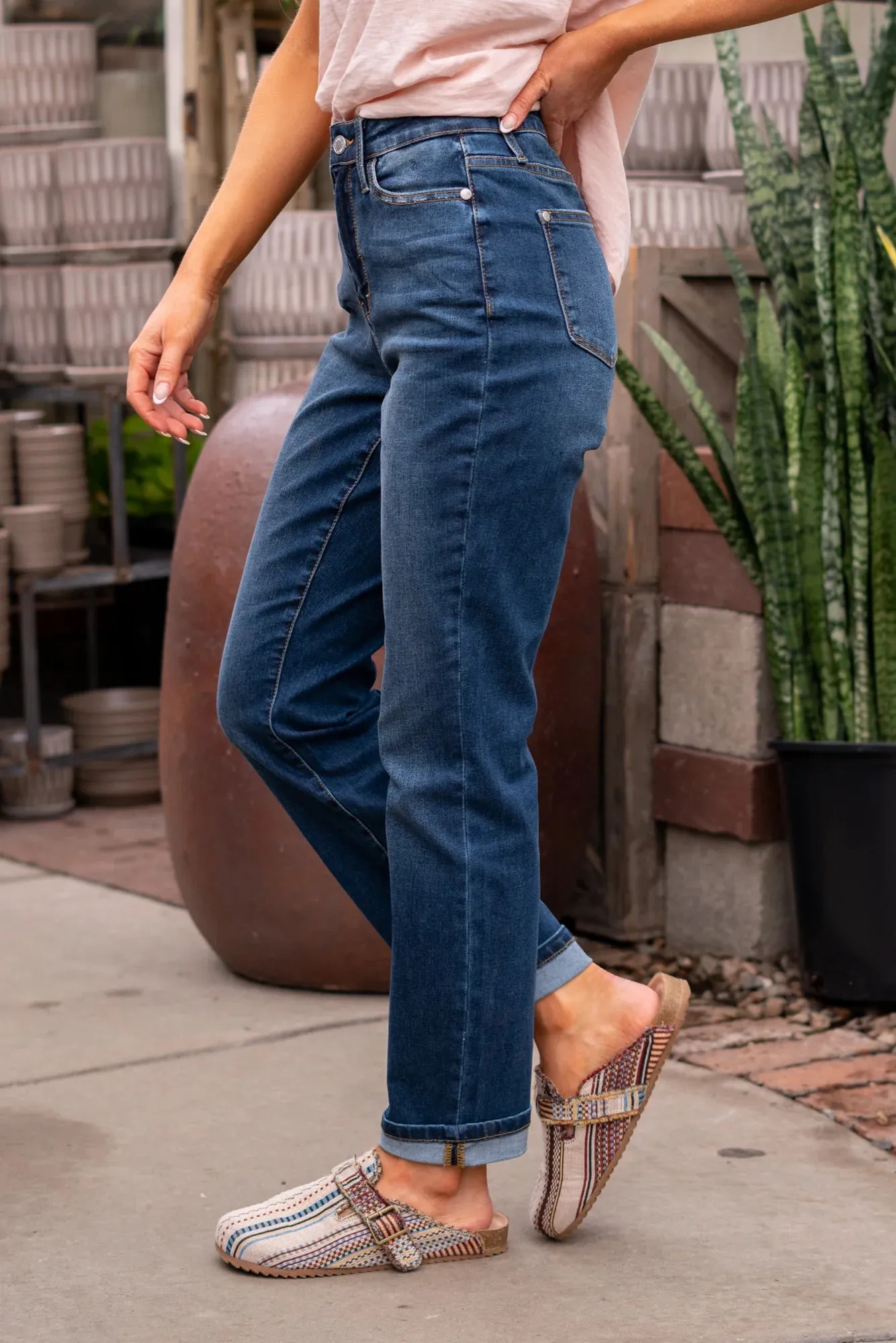 Judy Blue High Waist Cool Denim Sustainable Cuff Boyfriend