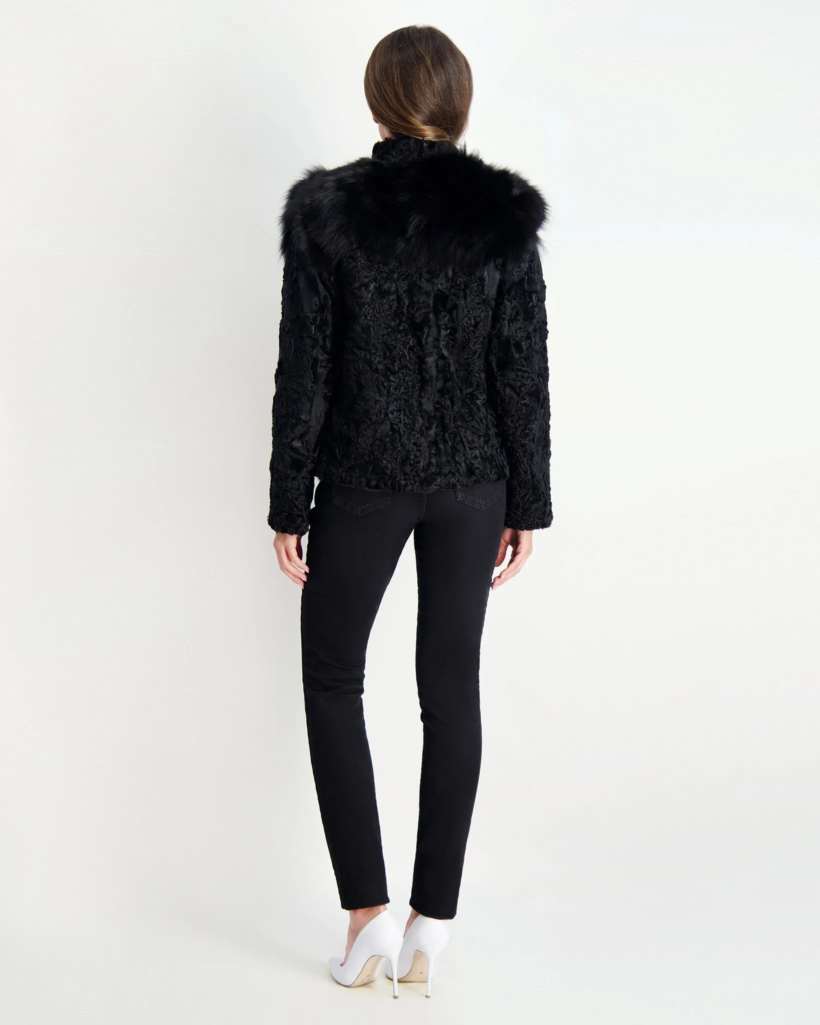 Lamb Sections Jacket with Fox Trim