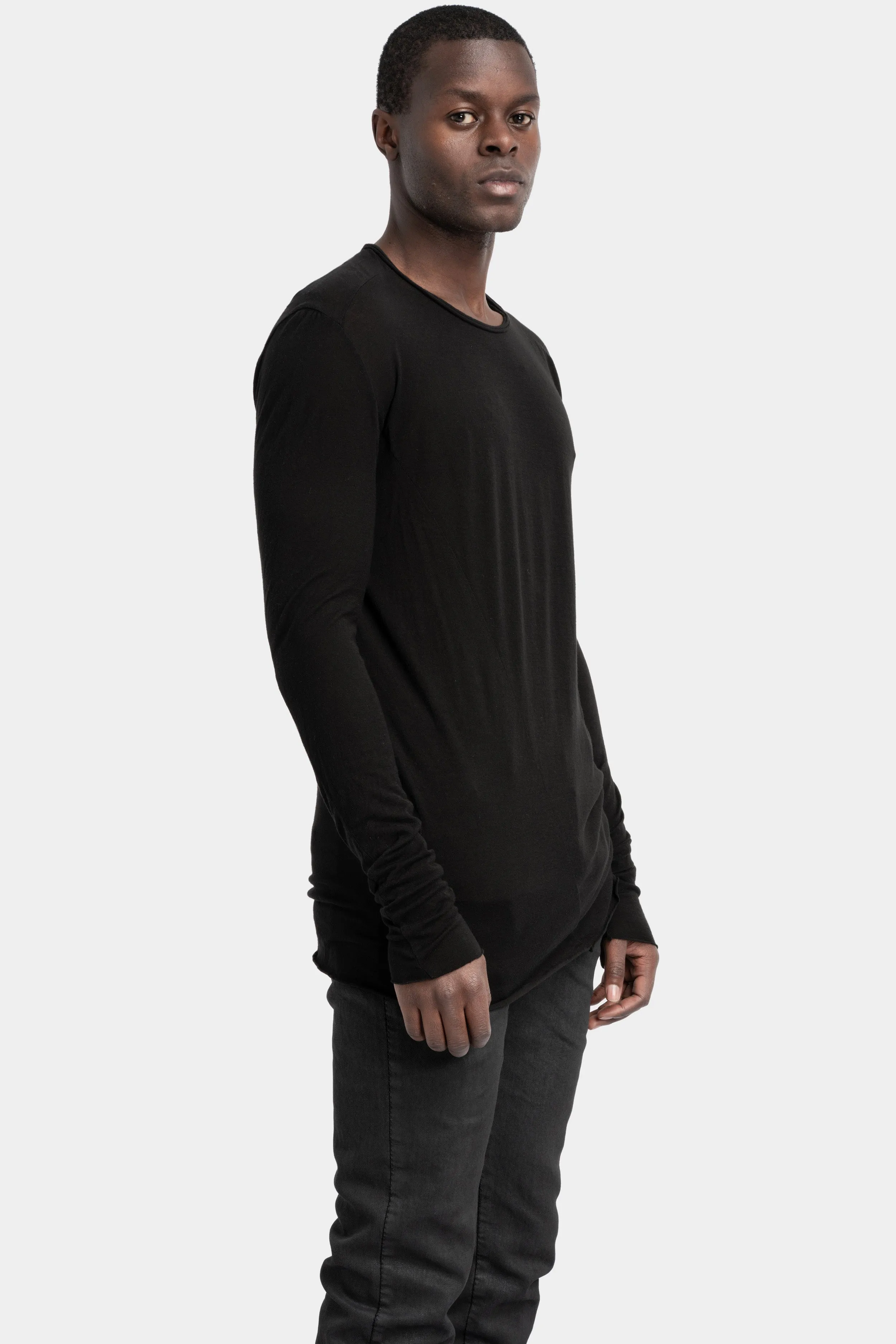 Lightweight cotton long sleeve T-Shirt, Black